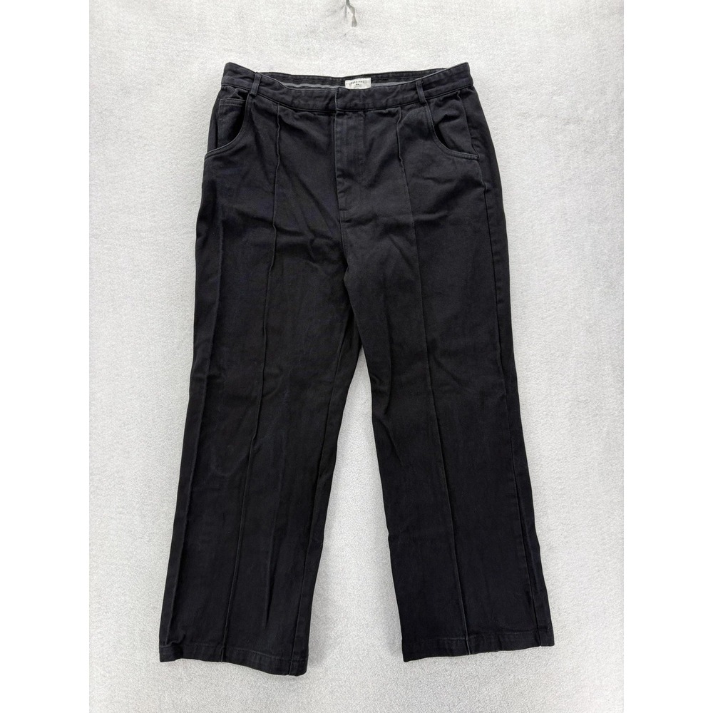 Percival Chino Pants Mens 36x28 Black Wide Leg Relaxed Cotton Casual Trousers
